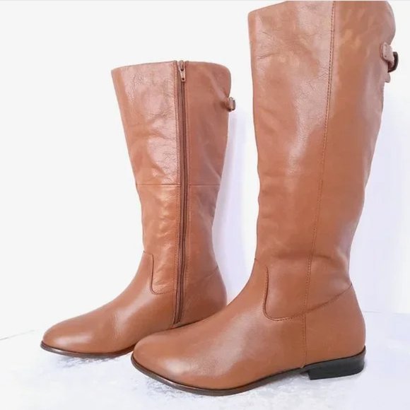 Brown leather knee high boots sale cheap